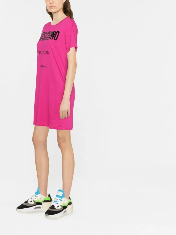 Moschino logo print T shirt Dress Pink FARFETCH HK