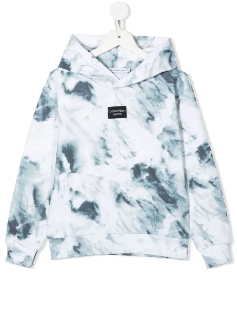 Calvin Klein Kids tie-dye logo-patch hoodie