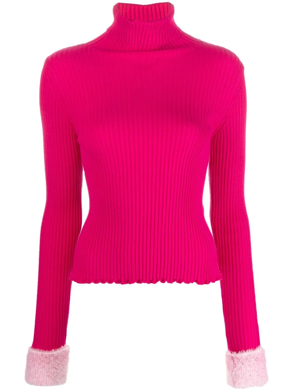 

Blugirl faux-fur trim ribbed-knit jumper - Pink