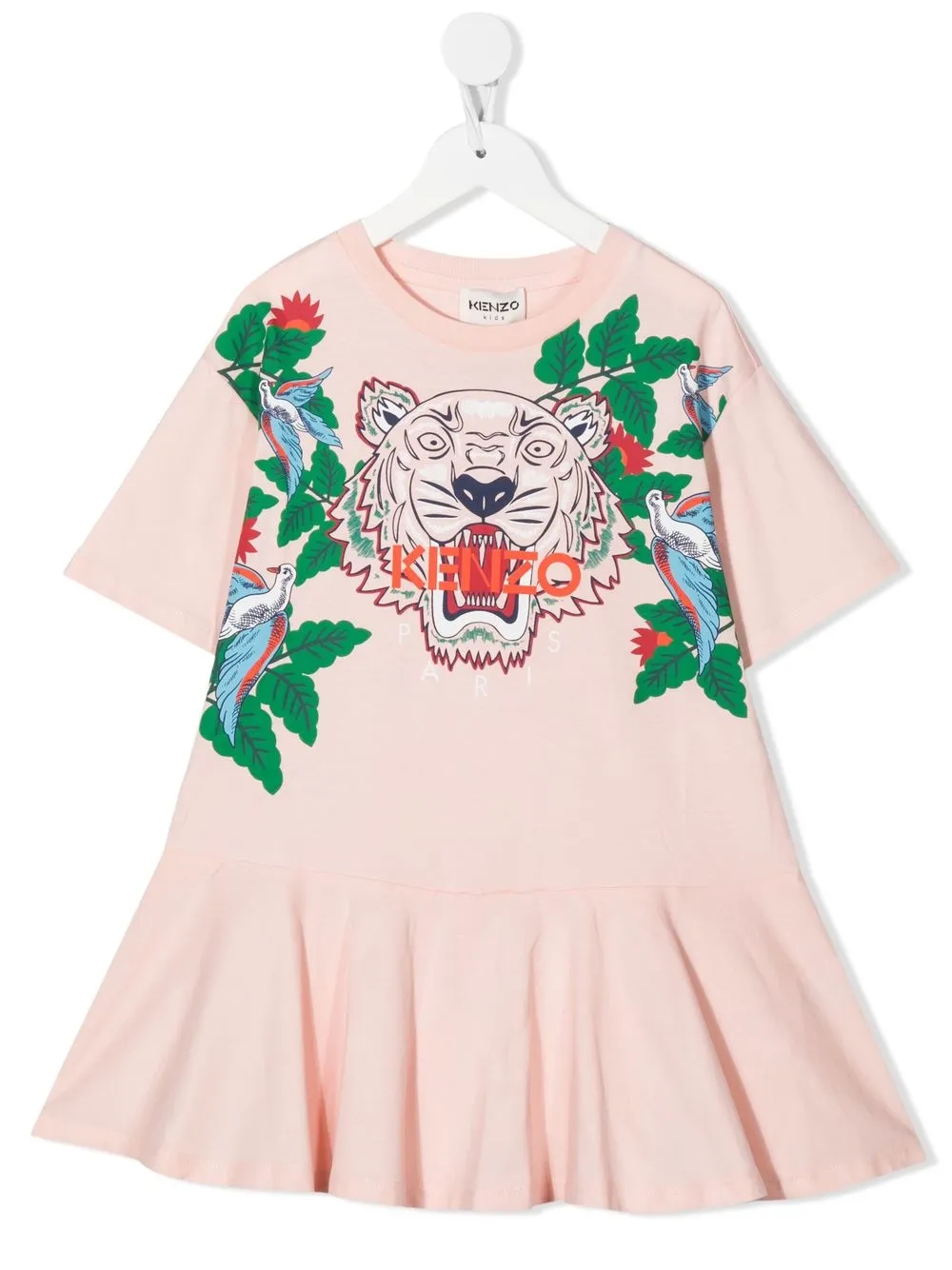 

Kenzo Kids Tiger-print peplum dress - Pink