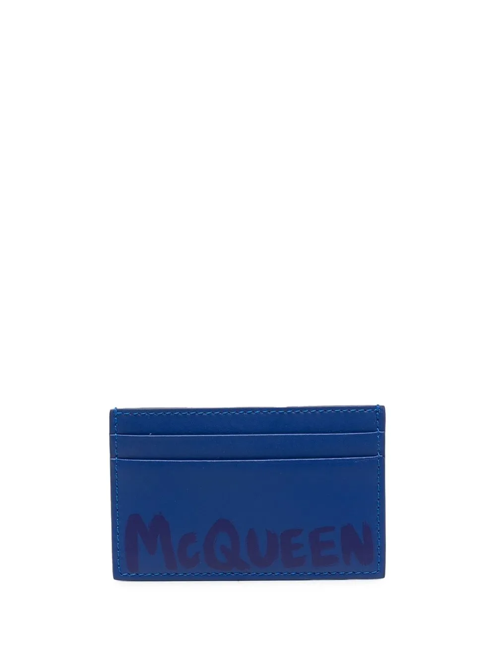 

Alexander McQueen Graffiti logo-print cardholder - Blue