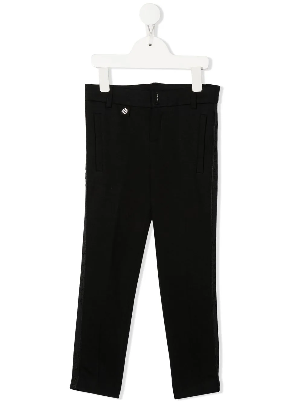 

Givenchy Kids pantalones lisos con franjas del logo - Negro