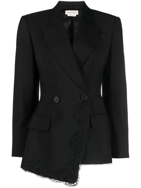 Alexander McQueen floral-lace detail blazer