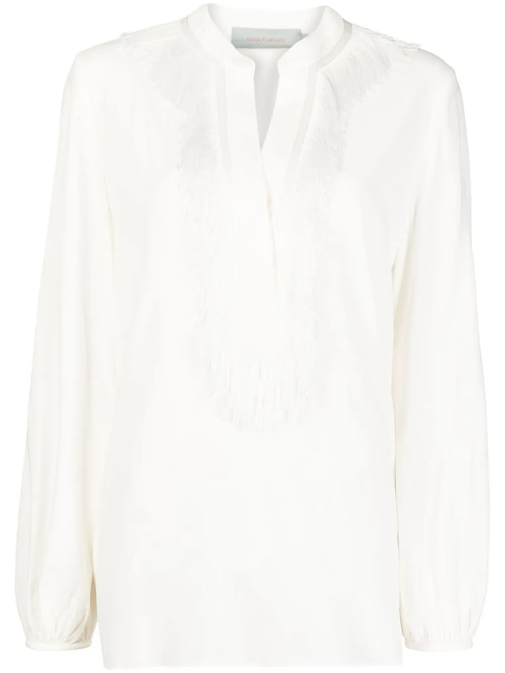 

Silvia Tcherassi blusa con cuello en V - Blanco