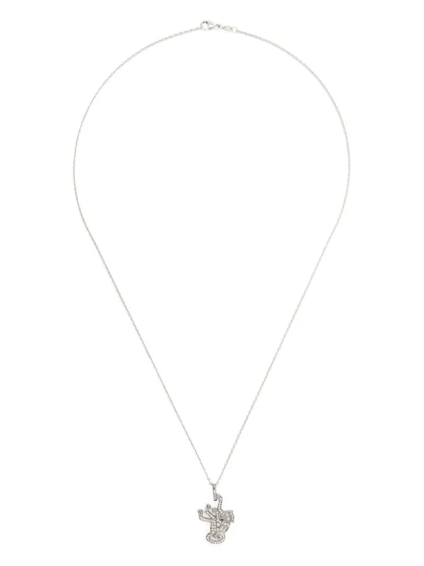 CADA 18kt White Gold Mini Monkey Diamond Pendant Necklace Farfetch