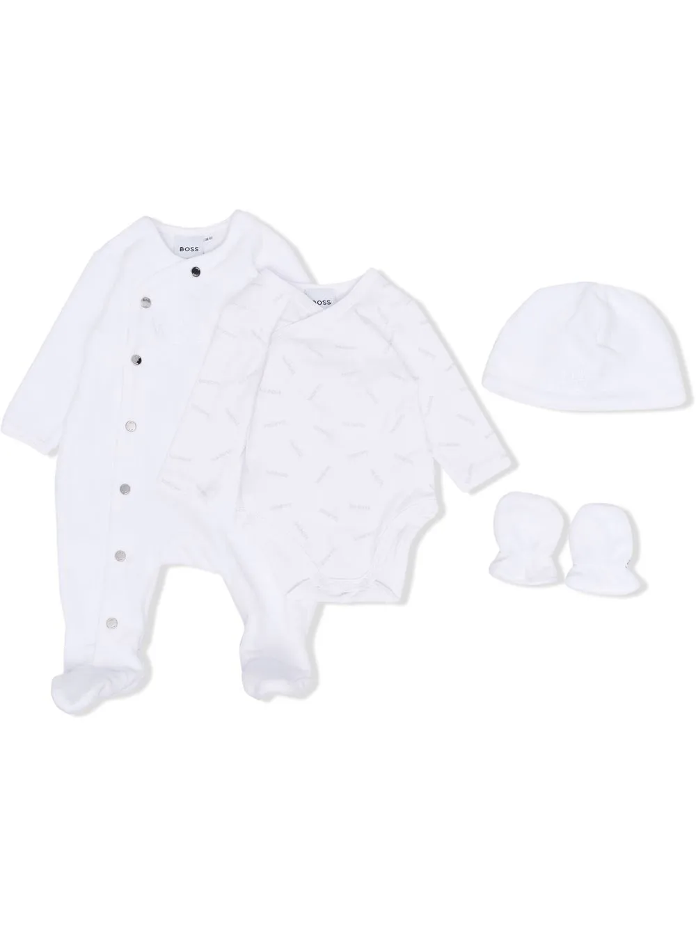 

BOSS Kidswear set de mameluco con logo bordado - Blanco