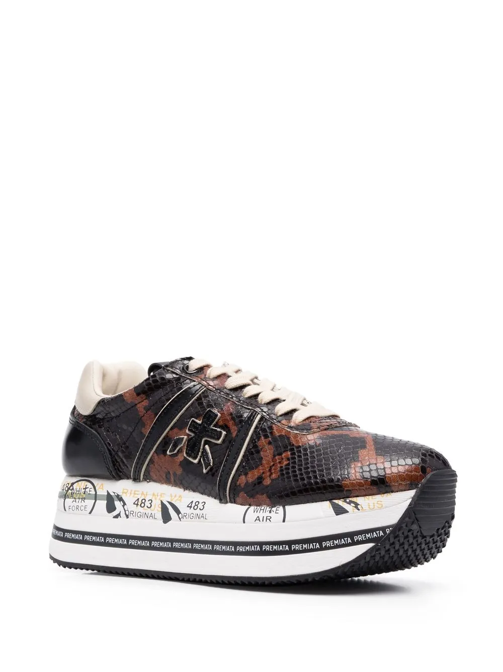 Premiata Beth sneakers met plateauzool - Zwart
