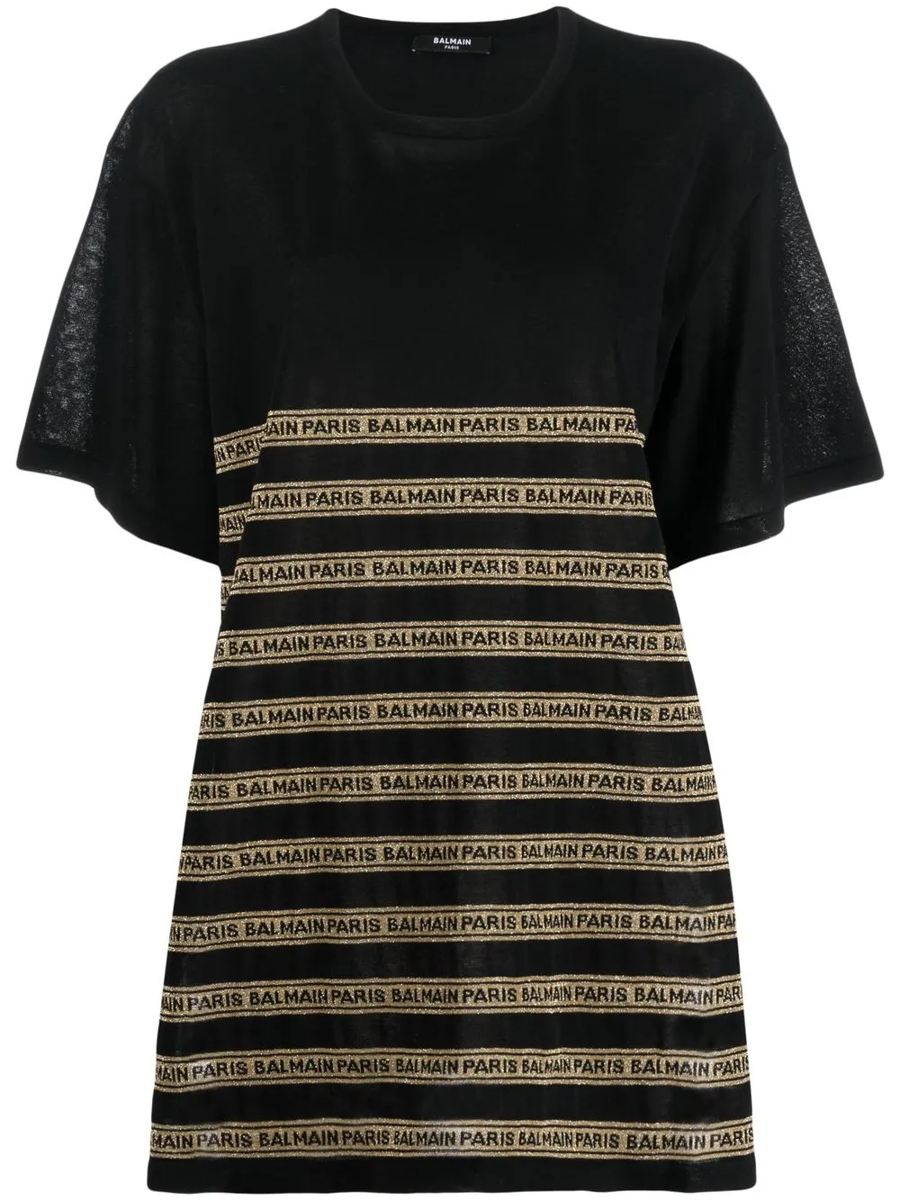 

Balmain top tejido a rayas con letras del logo - Negro