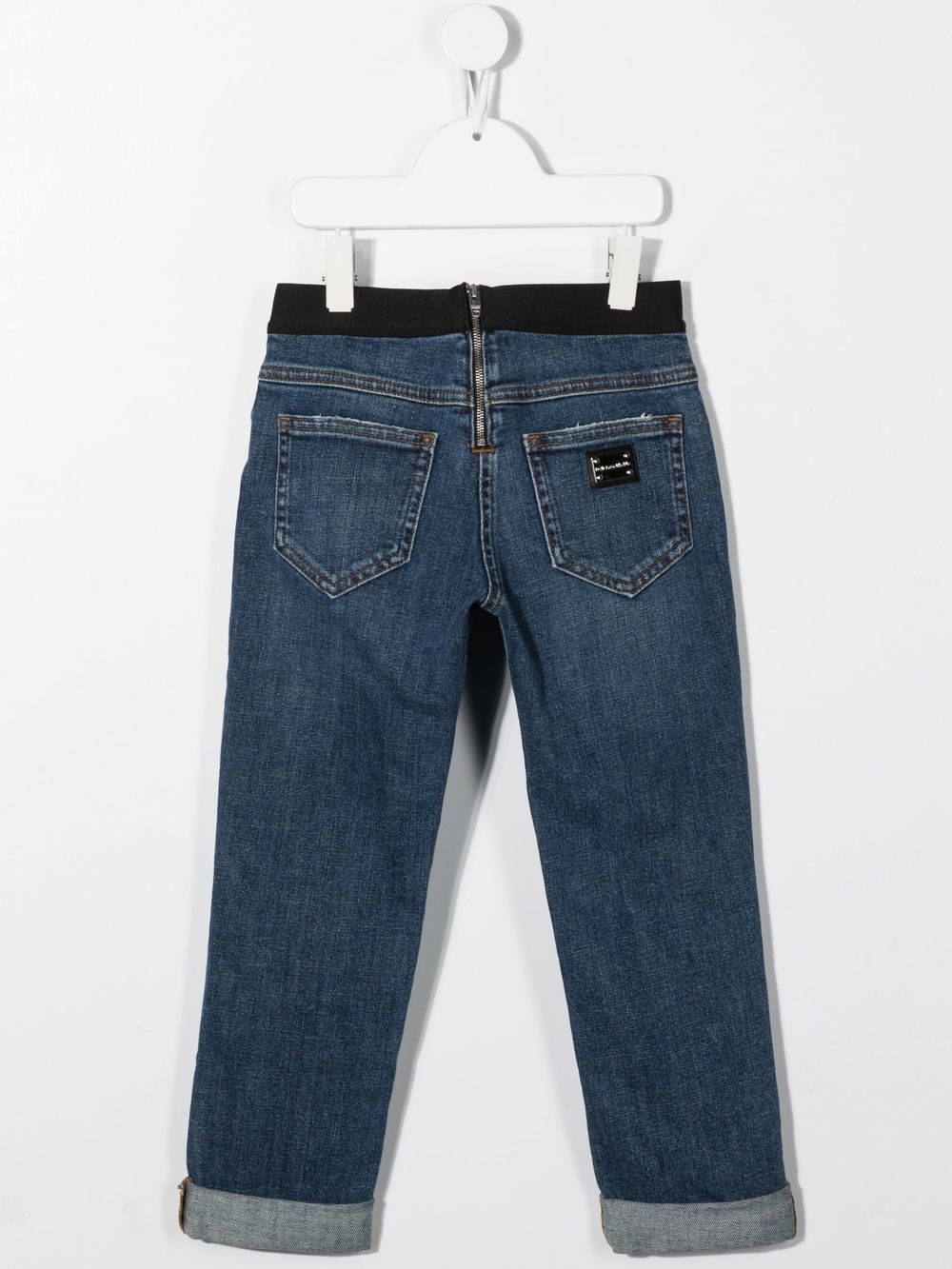 Image 2 of Dolce & Gabbana Kids logo-waistband detail jeans