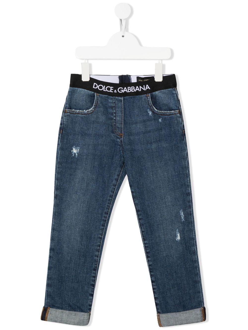 Image 1 of Dolce & Gabbana Kids logo-waistband detail jeans