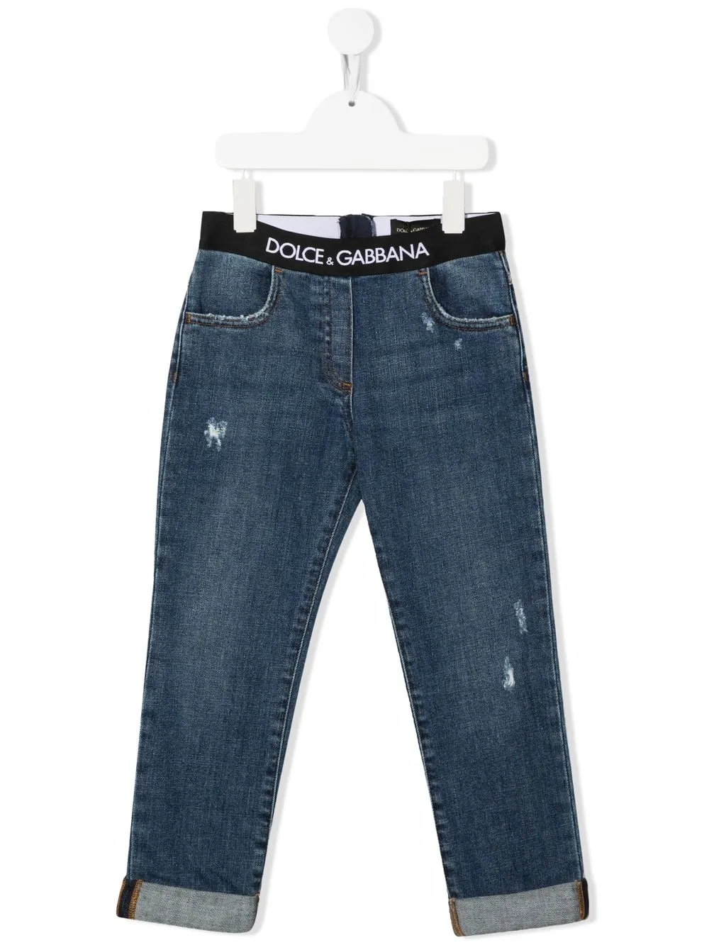 

Dolce & Gabbana Kids jeans con logo en la pretina - Azul