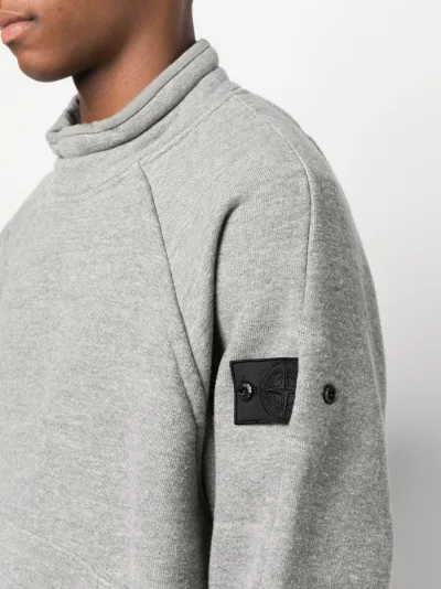 Compass-patch funnel-neck sweatshirt 