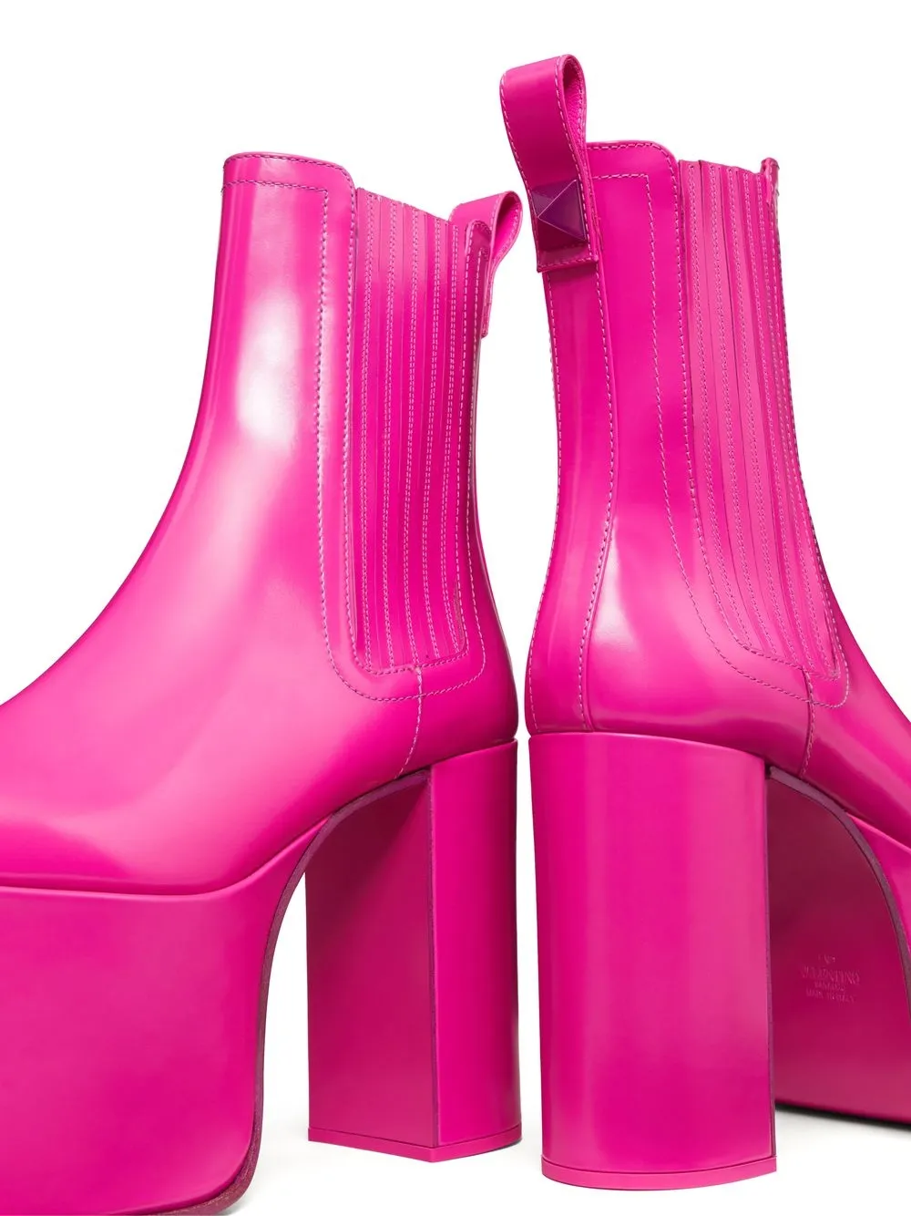 Valentino Beatle Platform Leather Booties In Pink