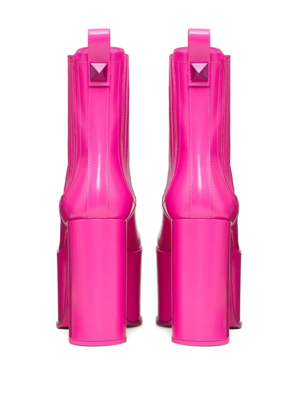 Valentino Beatle Platform Leather Booties In Pink