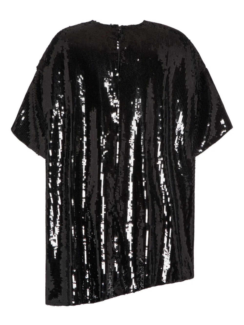 Valentino Sequin-embroidered Organza T-shirt In Black