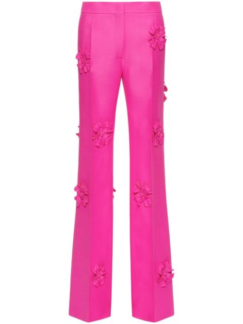 Valentino Crepe Couture floral-embroidered trousers