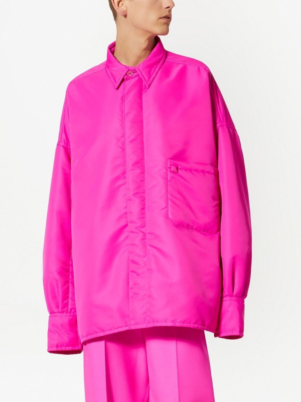 Shop Valentino Stud-detail Shirt Jacket In Pink