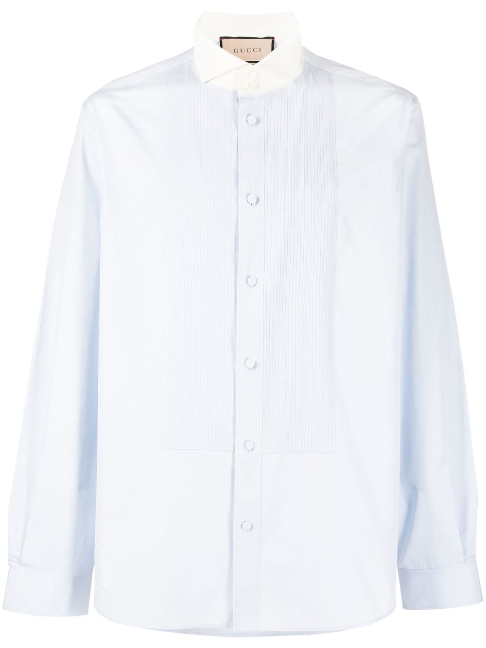 Shop Gucci Long-sleeve Cotton Shirt In Blau