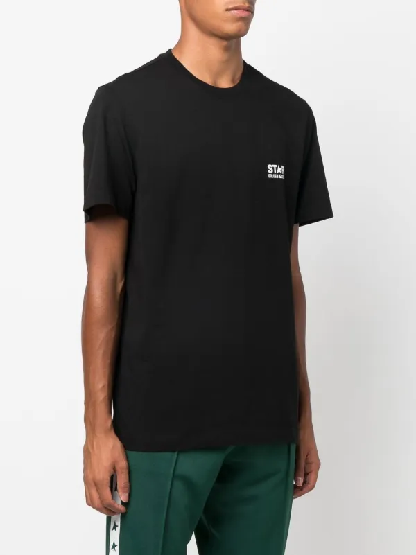 Tシャツ・カットソー GOLDEN GOOSE Men T Shirts GMP01220P00087980203 Black Men's black T-shirt with contrasting white logo and star
