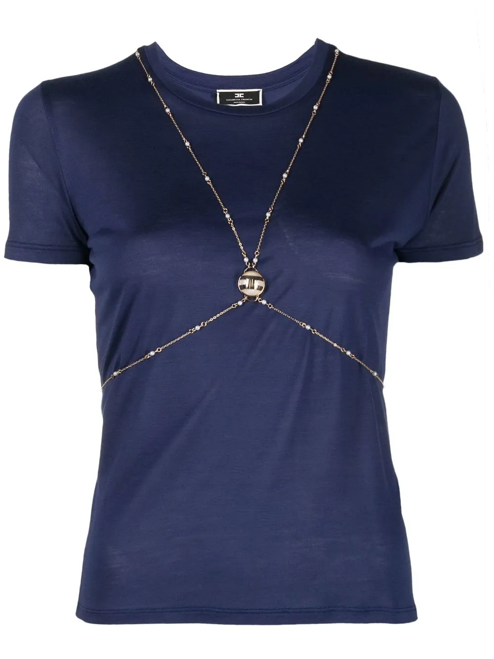 

Elisabetta Franchi chain-detail short-sleeve T-shirt - Blue