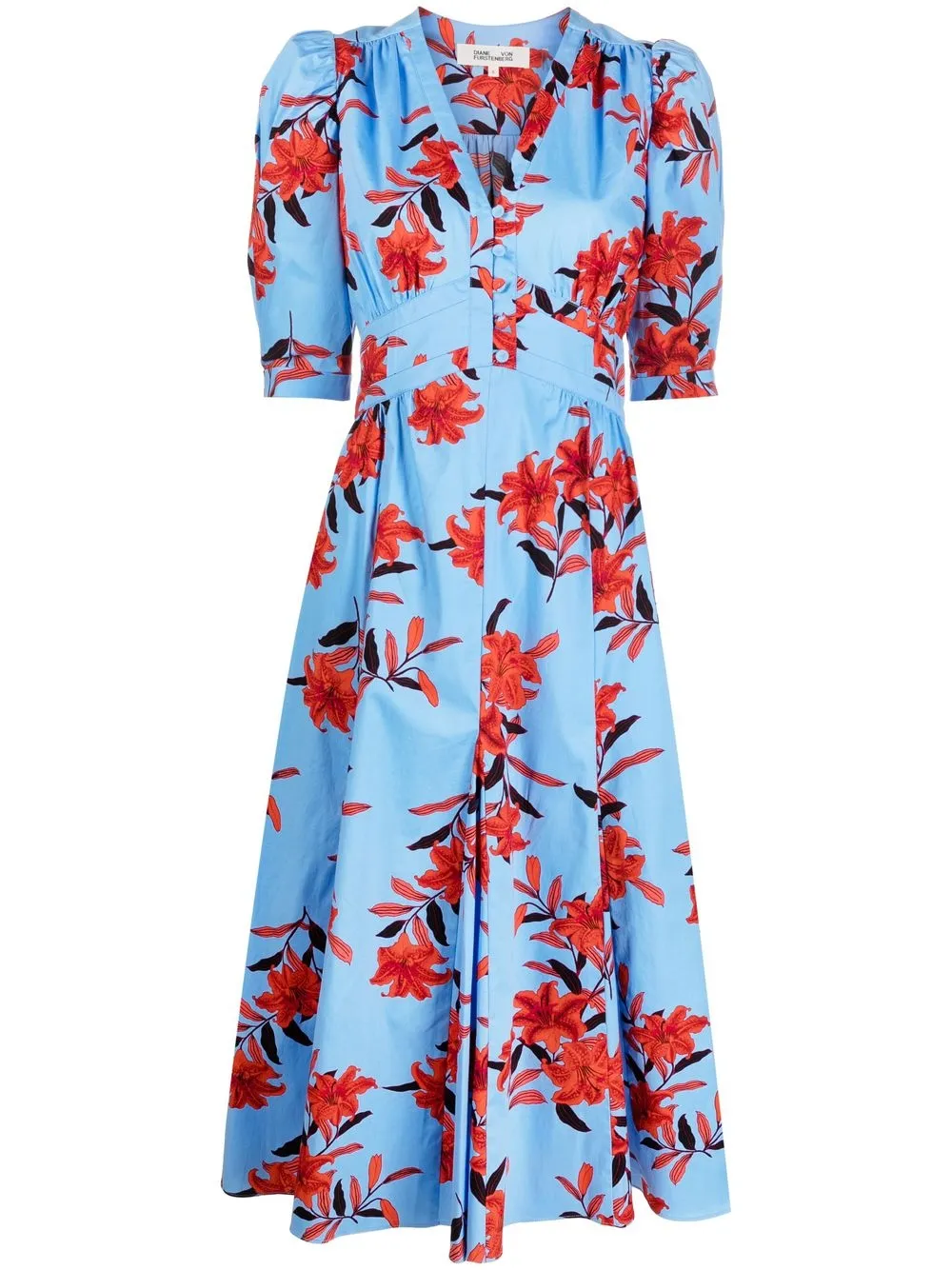 

DVF Diane von Furstenberg vestido midi con estampado Melissa Argos - Azul