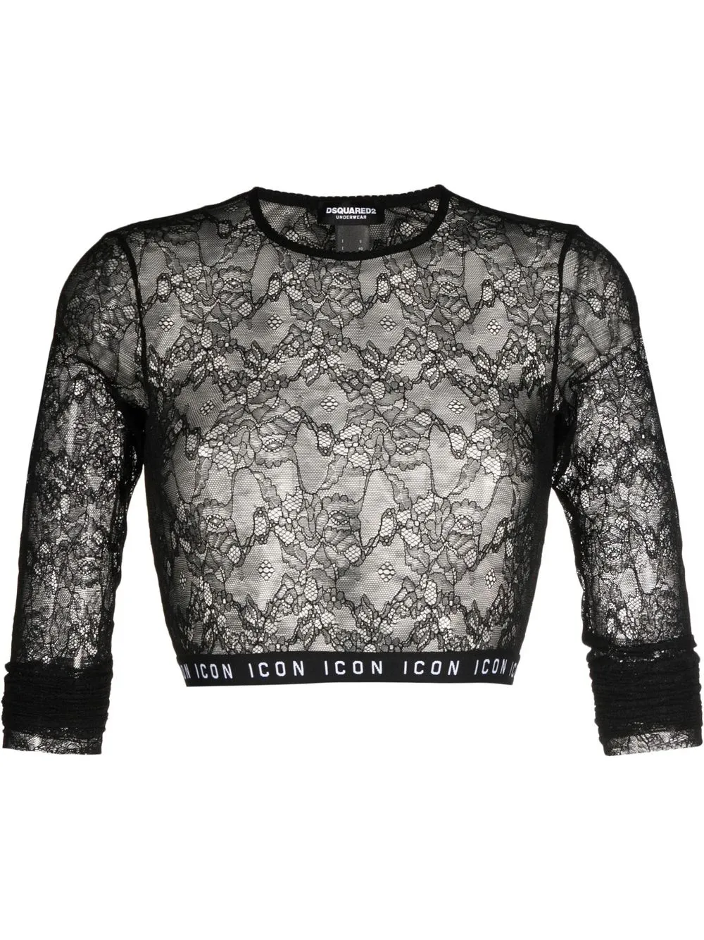 

Dsquared2 lace-embroidered sheer top - Black