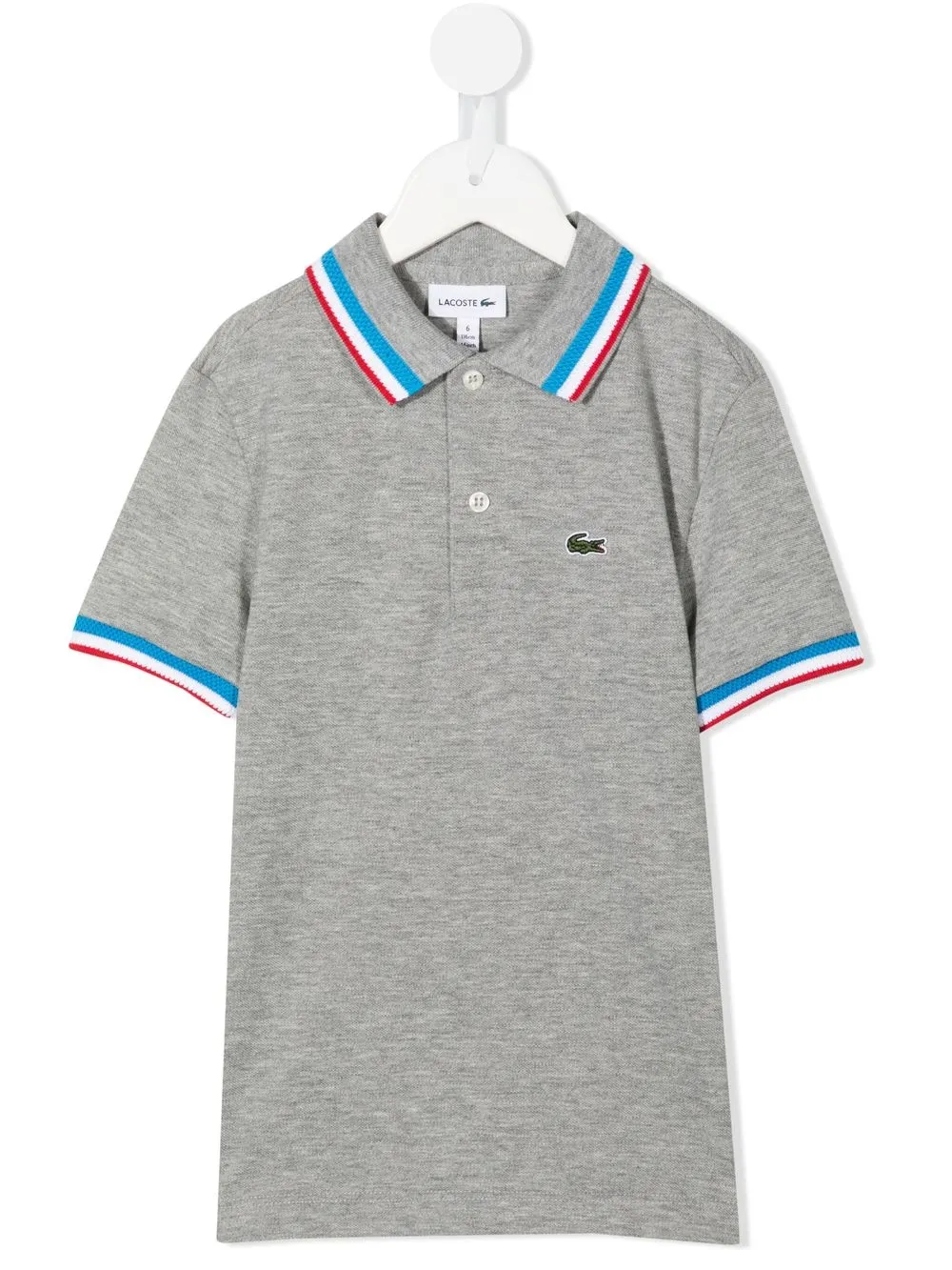 

Lacoste Kids playera tipo polo con ribete en contraste - Gris