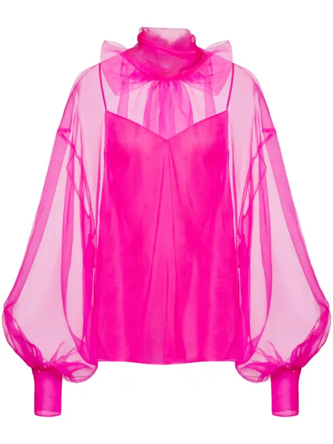 Valentino Garavani bow-detail organza silk blouse