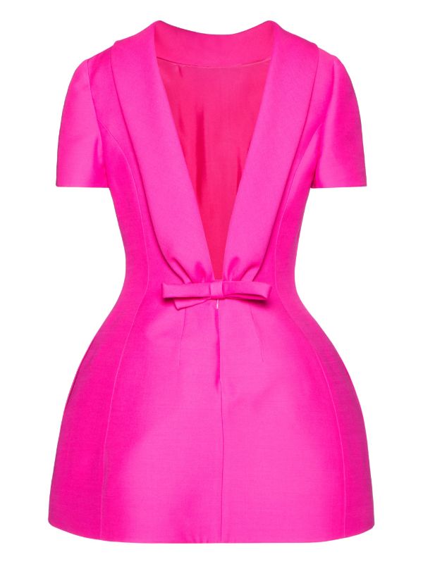 Valentino Garavani Bow Detail Long Sleeve Crepe Couture Midi Dress in Pink