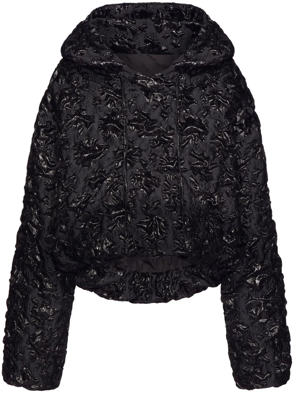 

Valentino floral jacquard hooded jacket - Black