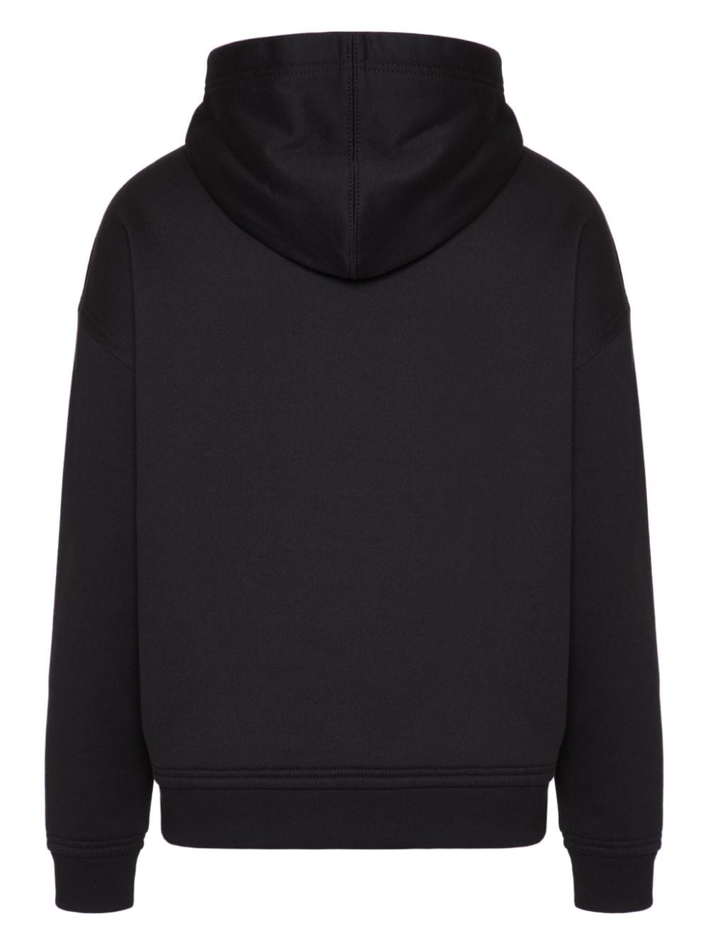 Shop Valentino Stud Detail Panelled Hoodie In Black