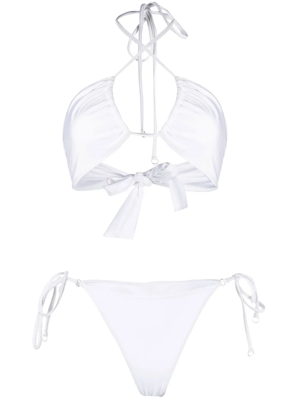 

Noire Swimwear bikini cruzado con cuello halter - Blanco