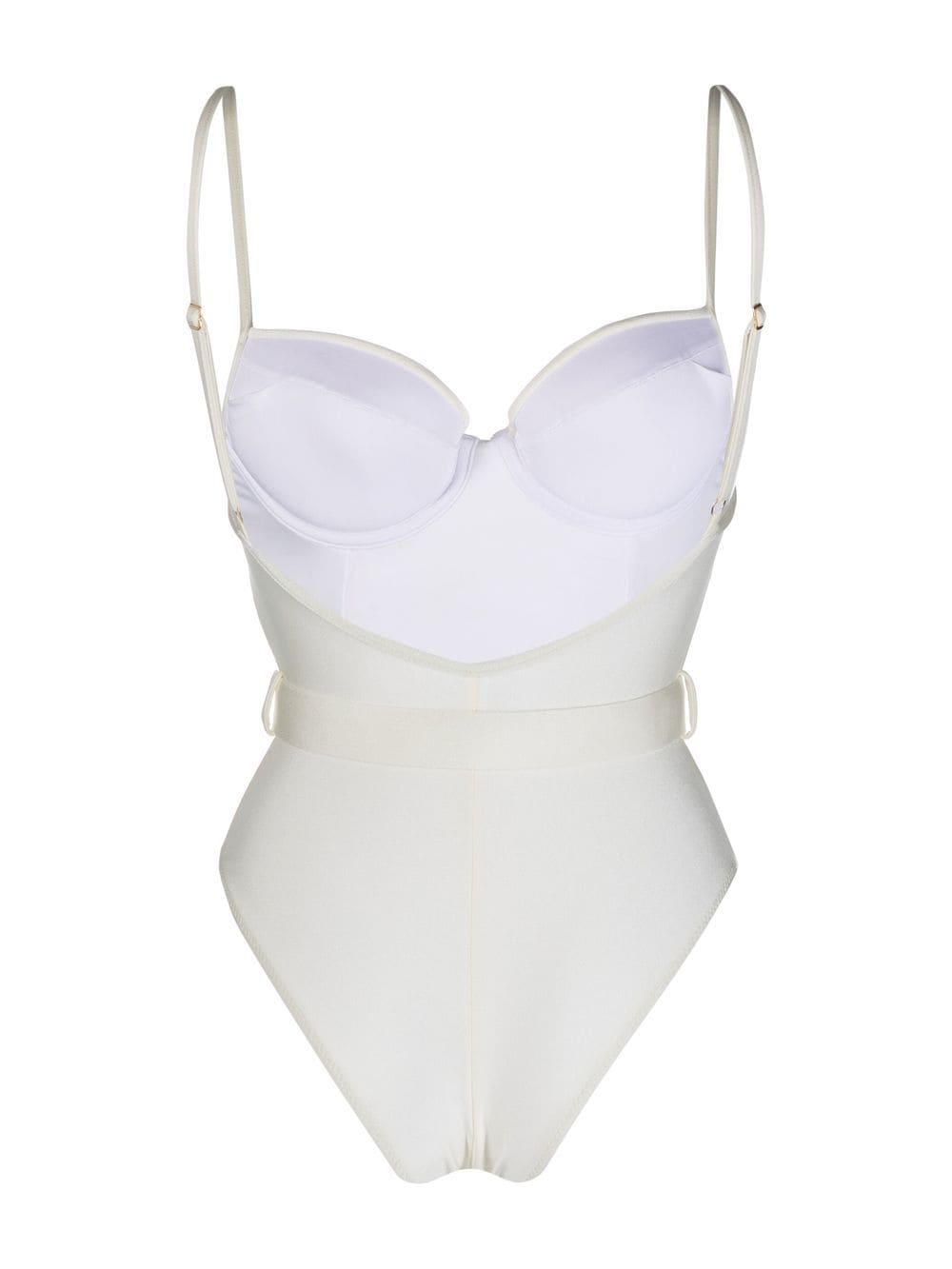 Noire Swimwear Badpak met ceintuur - Beige