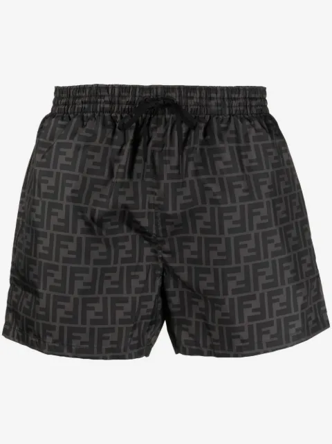 FENDI FF-logo print swim shorts
