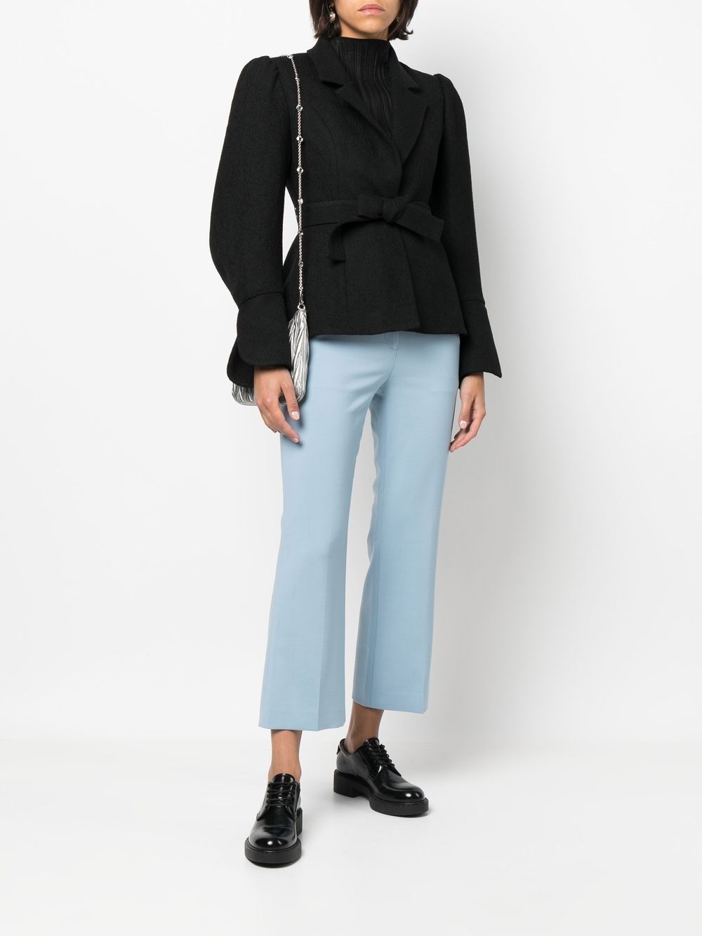 Checked Cropped Kick Flare Trousers