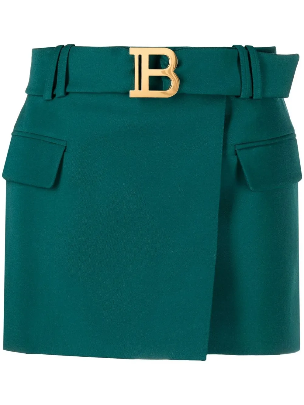 

Balmain falda corta con hebilla del logo - Verde