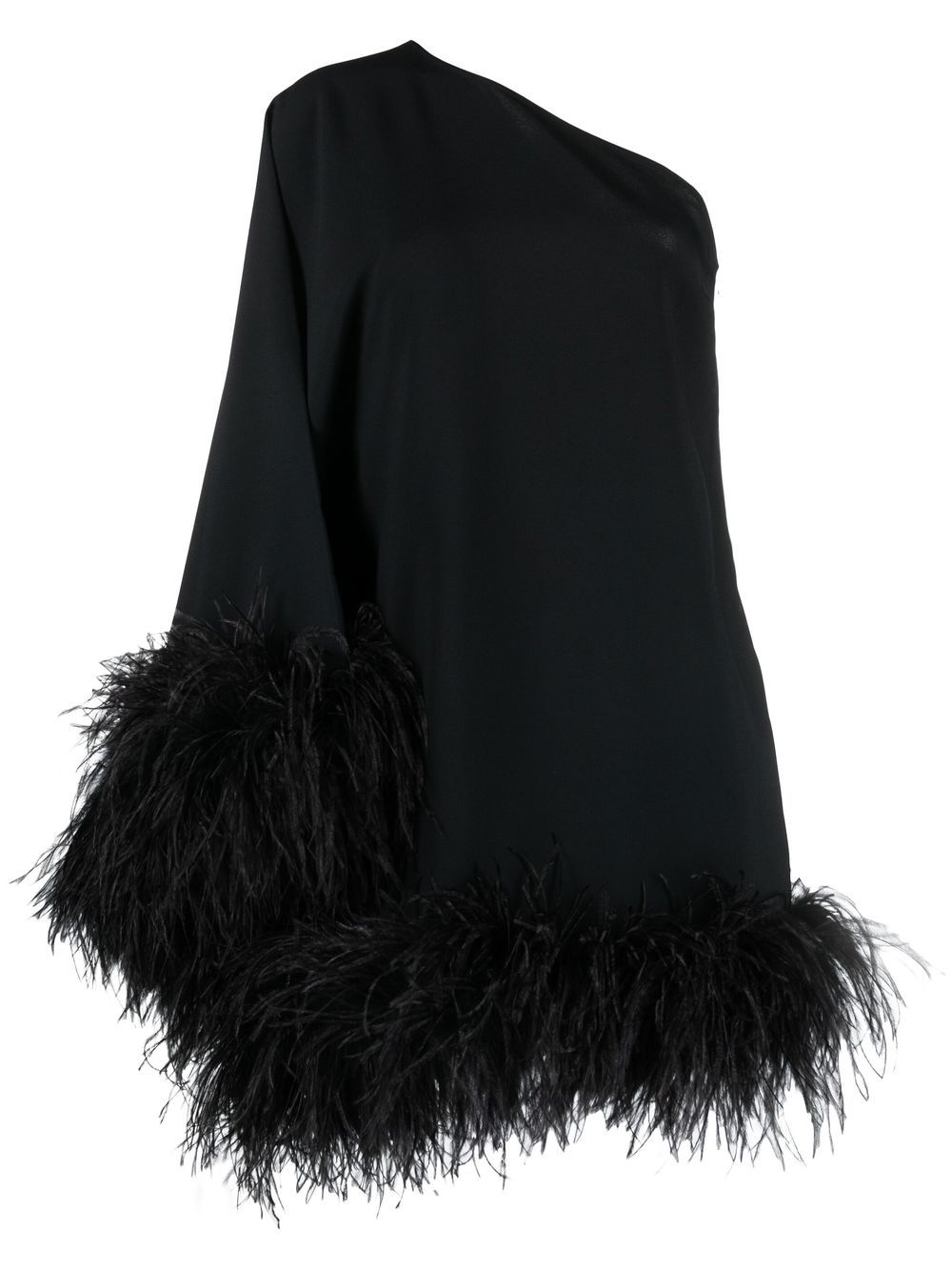 Image 1 of Taller Marmo Piccolo Ubud feather-trim one-shoulder dress