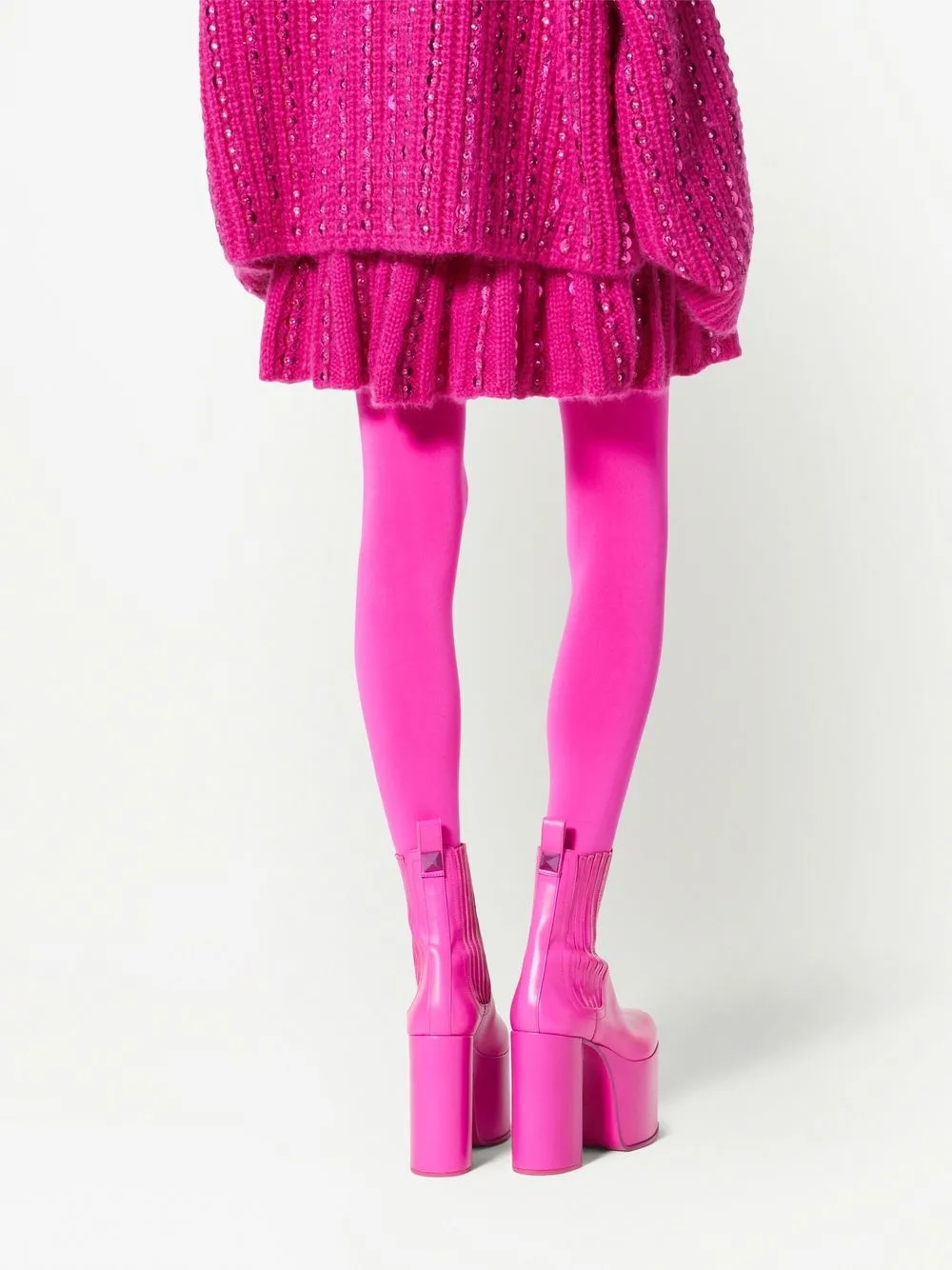 Valentino Women's Embroidered Mohair-blend Knit Midi Skirt In Pink
