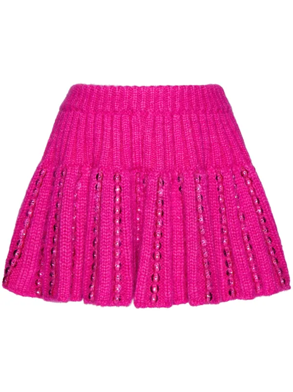 Valentino Garavani Embroidered Knitted Mini Skirt in Pink