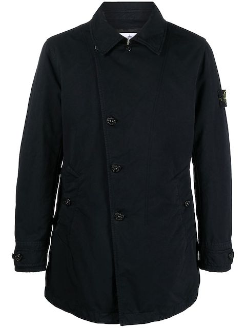 Stone Island asymmetric button-fastening peacoat
