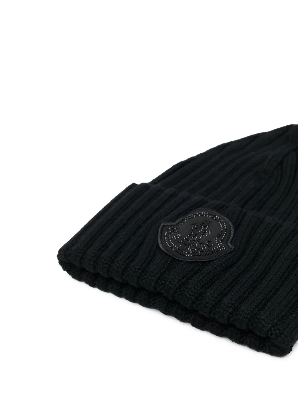 Shop Moncler Logo-patch Knitted Beanie In Black