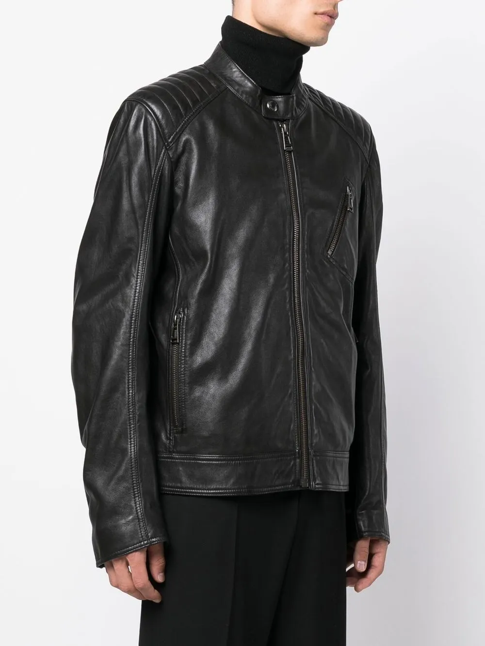 long-sleeve leather jacket