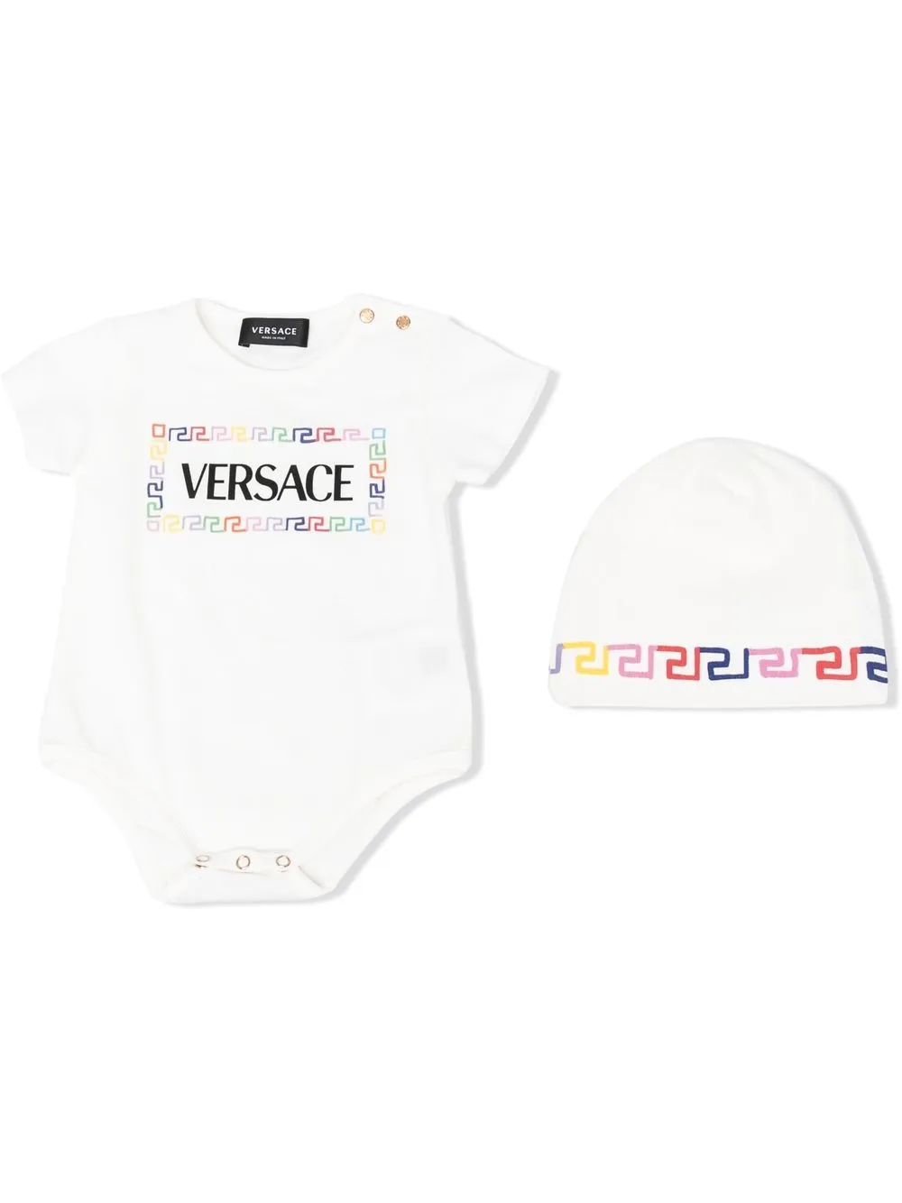 

Versace Kids set de romper con estampado Greca - Blanco