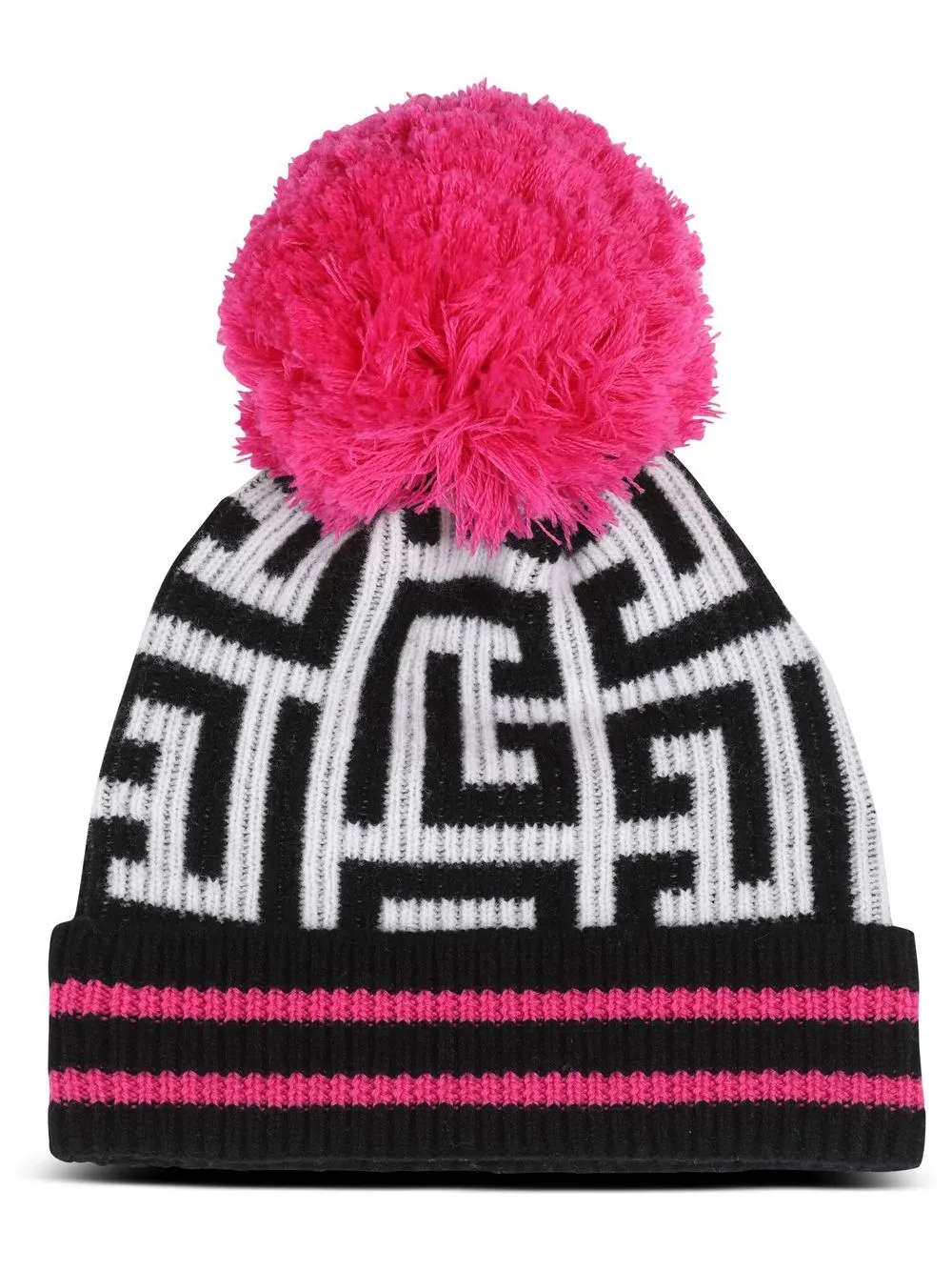 

Balmain knitted logo-pattern beanie - Black