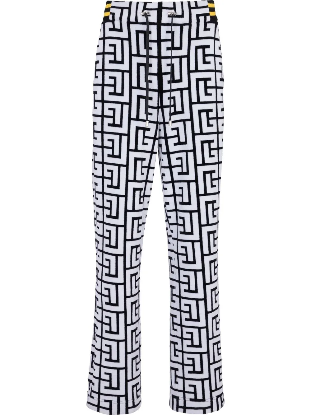 

Balmain velvet-finish monogram trousers - White