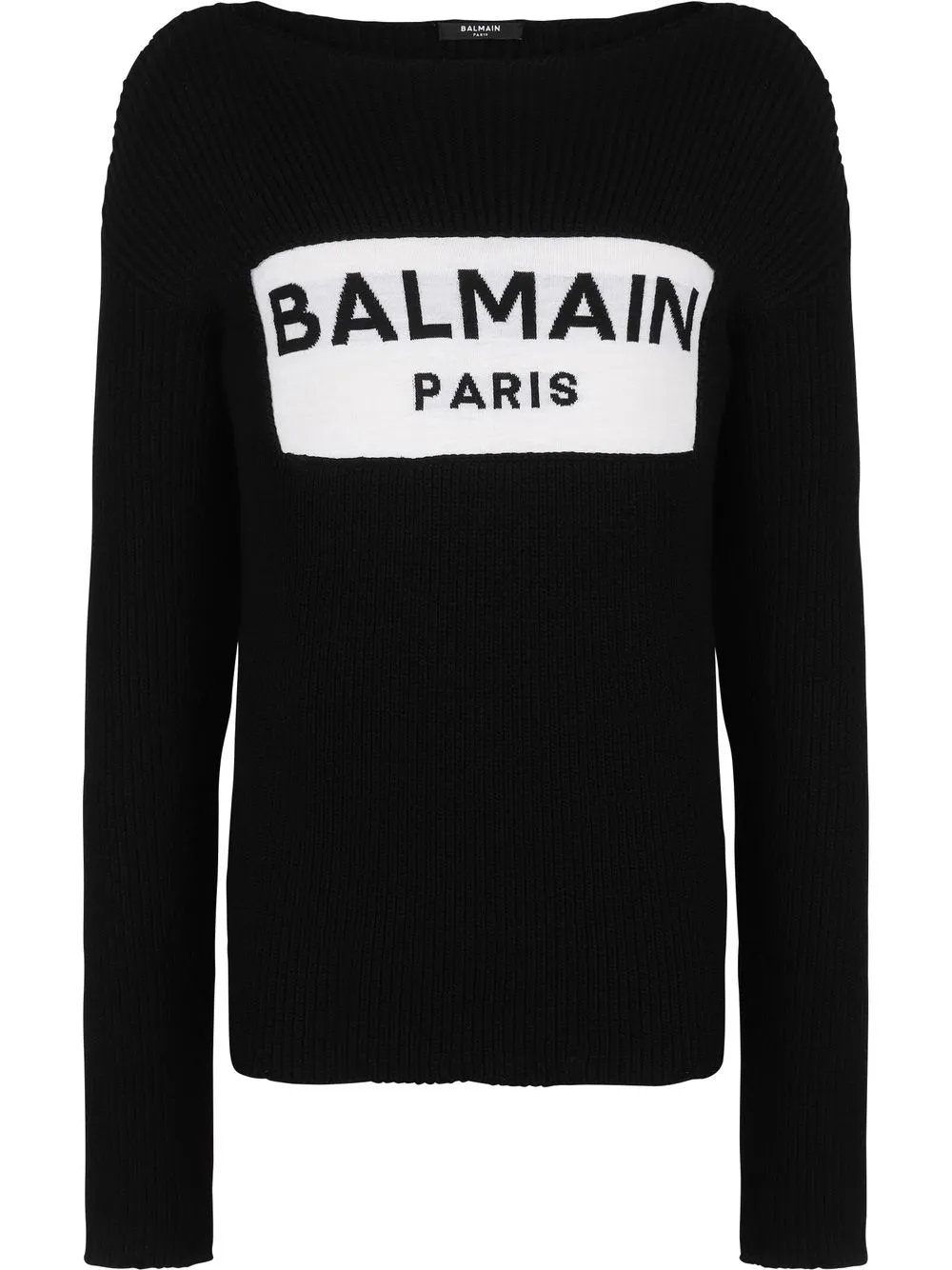 

Balmain logo-embroidered ribbed sweater - Black