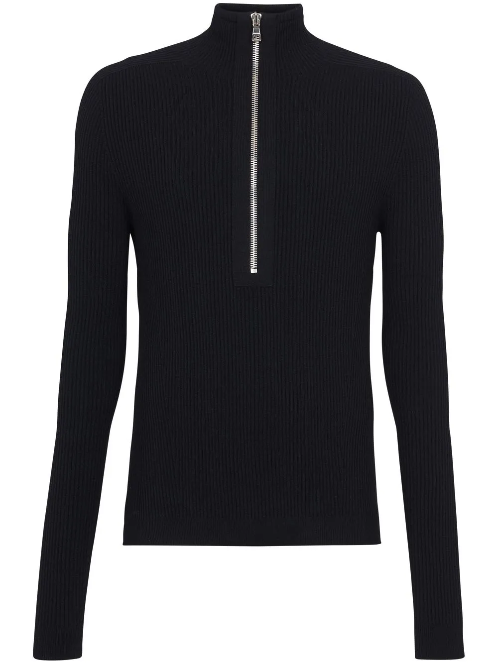 

Balmain half-zip ribbed-knit top - Black