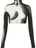 Balmain spray paint effect cropped top - White