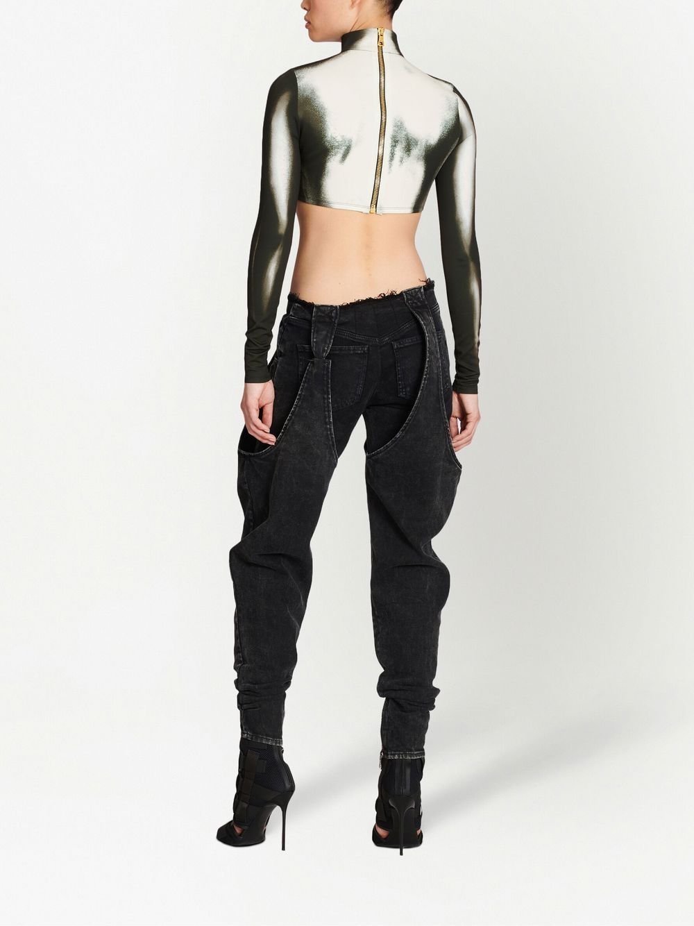 Balmain spray paint effect cropped top Women