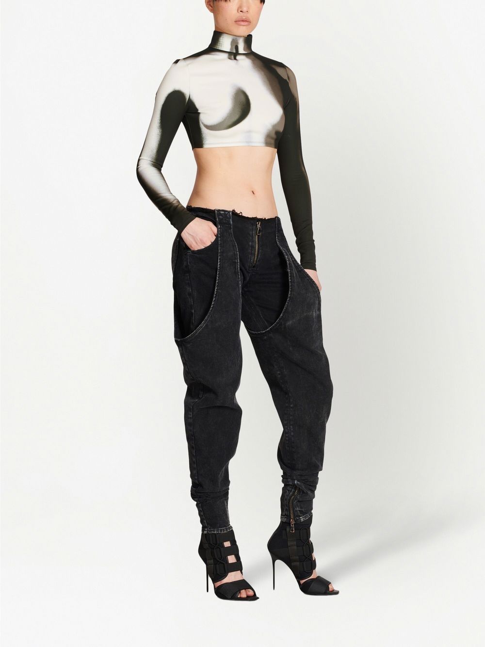 Balmain spray paint effect cropped top Women